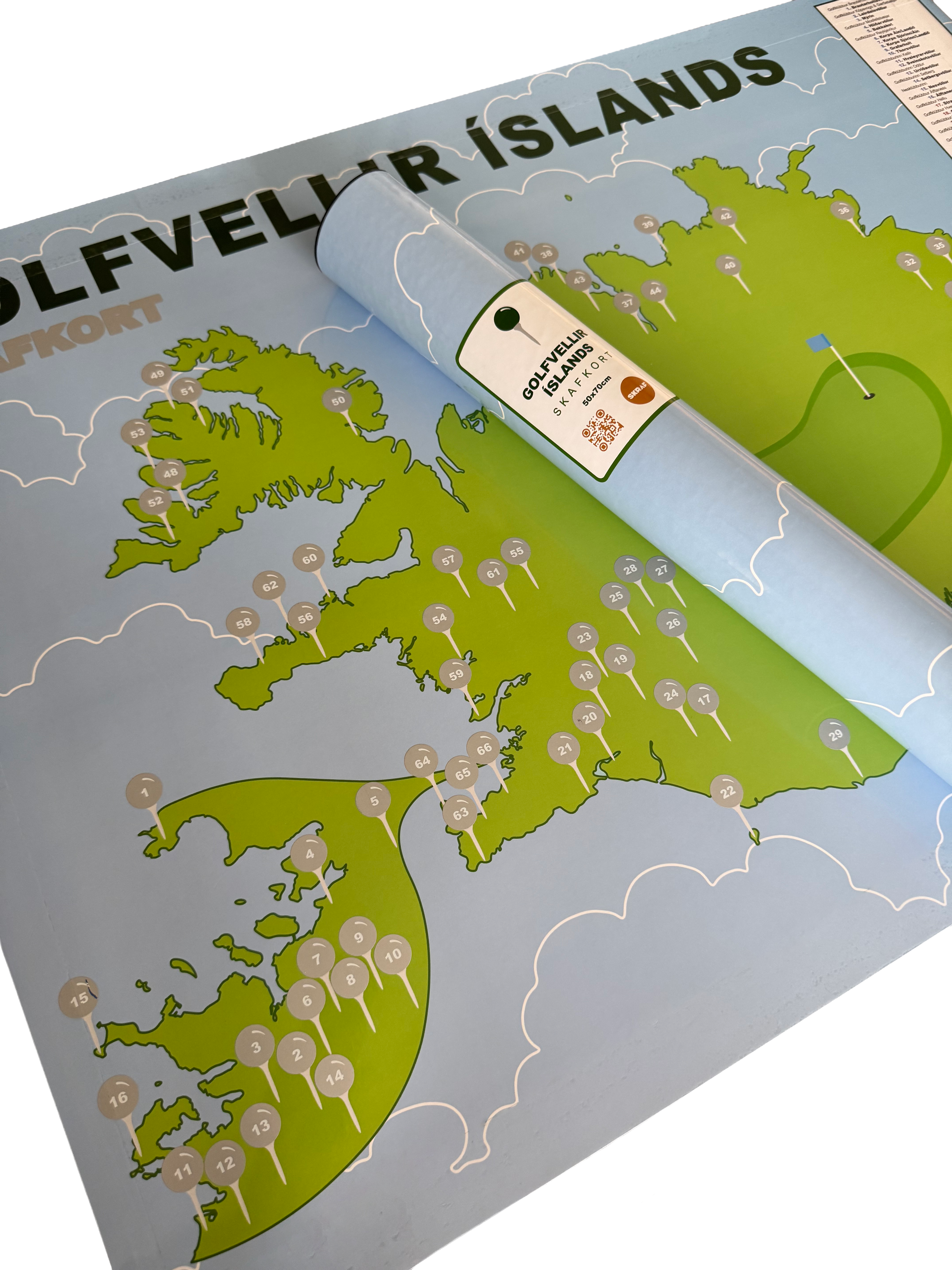 Golfvellir Íslands Skafkort